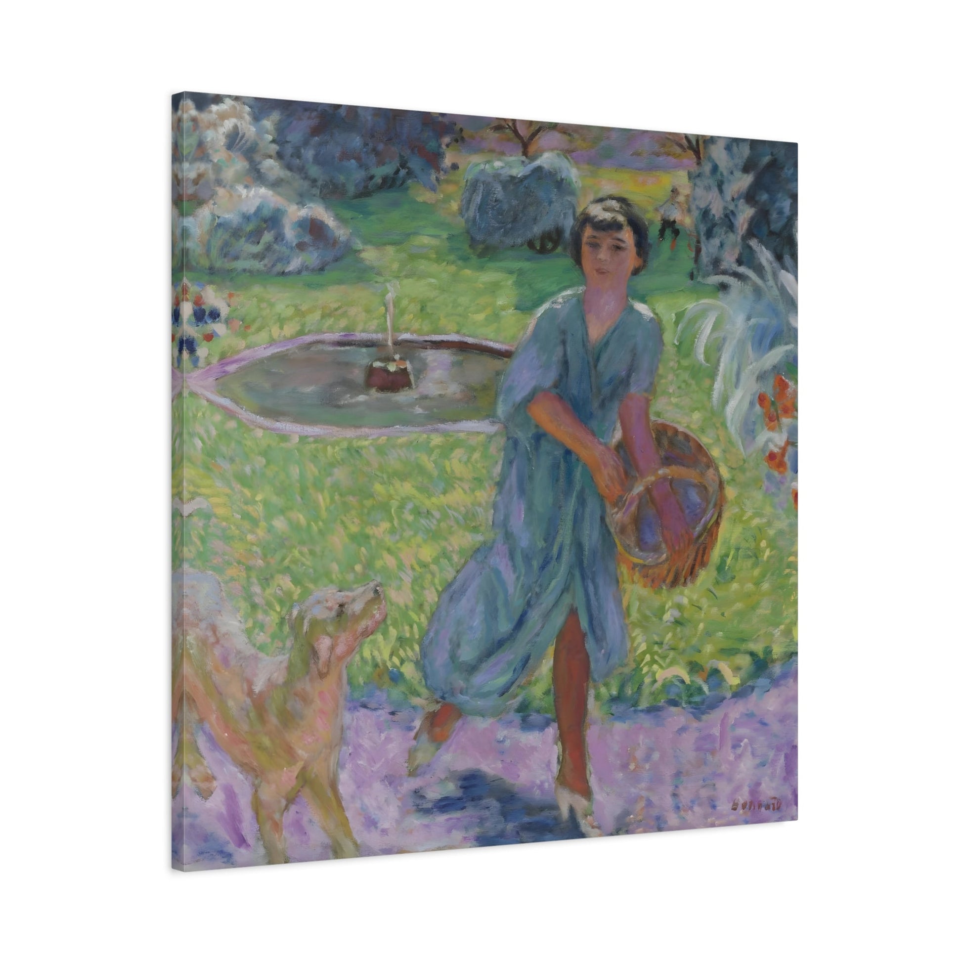 Pierre Bonnard Young Girl Playing with a Dog - Canvas Wall Art Print