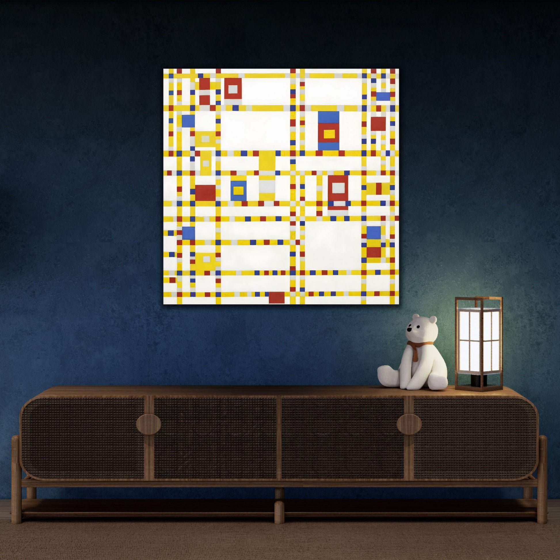 Piet Mondrian Boogie Woogie - Square Geometric Canvas Wall Art Print