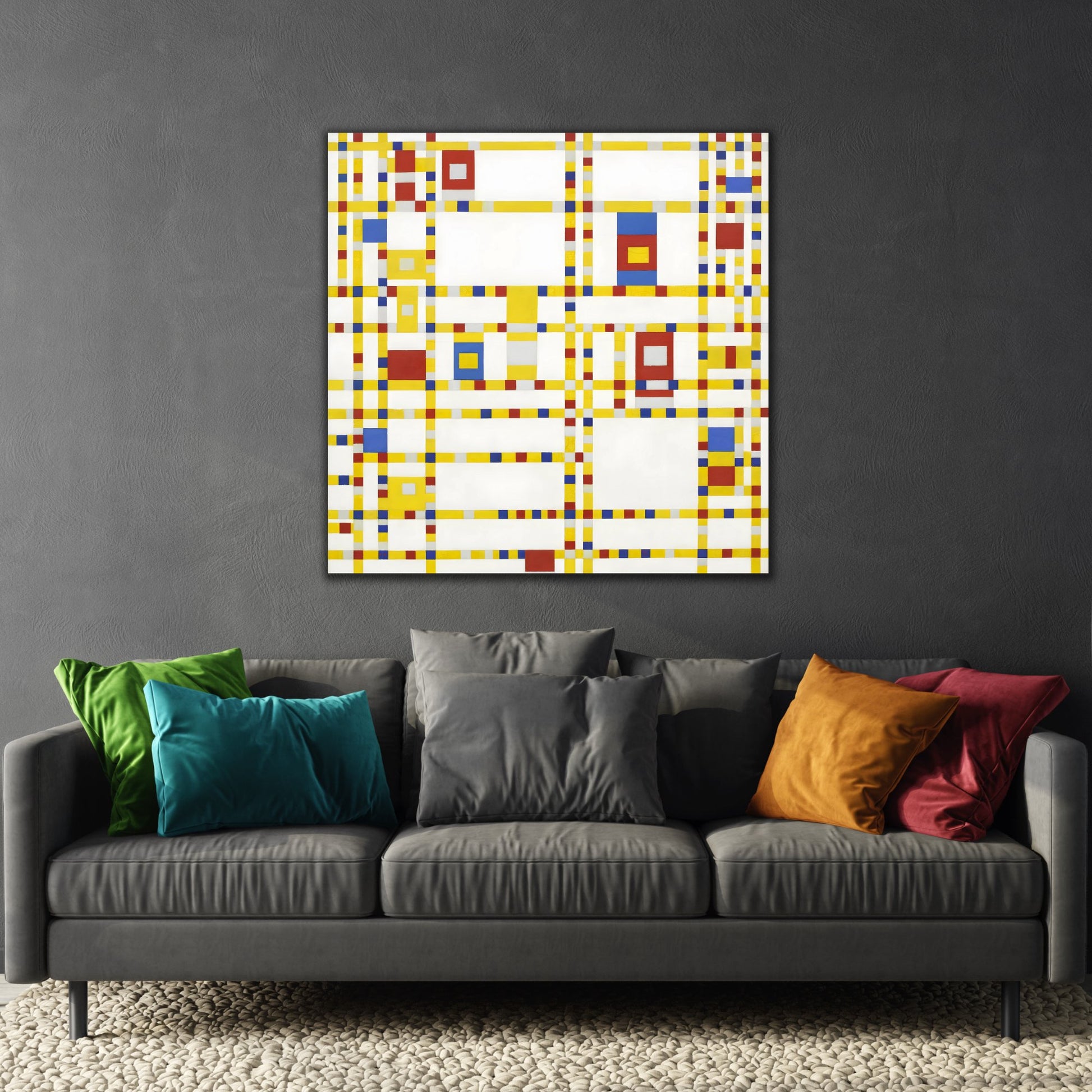 Piet Mondrian Boogie Woogie - Square Geometric Canvas Wall Art Print