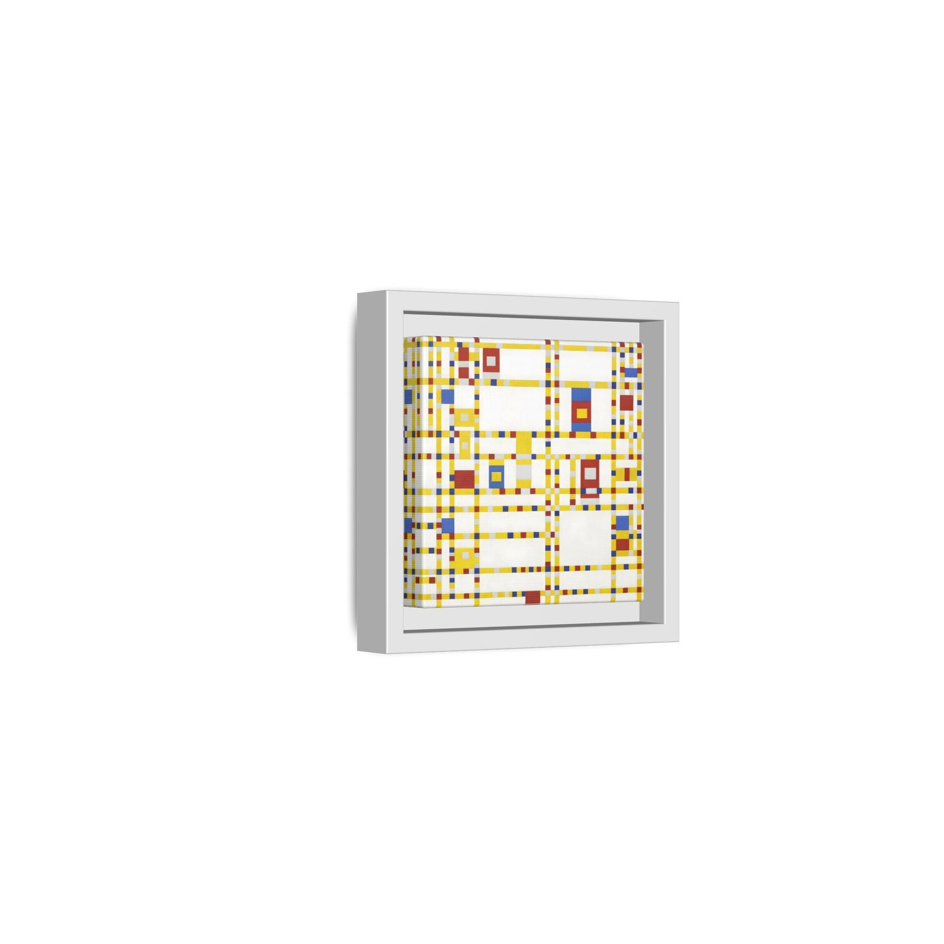 Piet Mondrian Boogie Woogie - Square Geometric Canvas Wall Art Print in Black Frame - YesArtYes