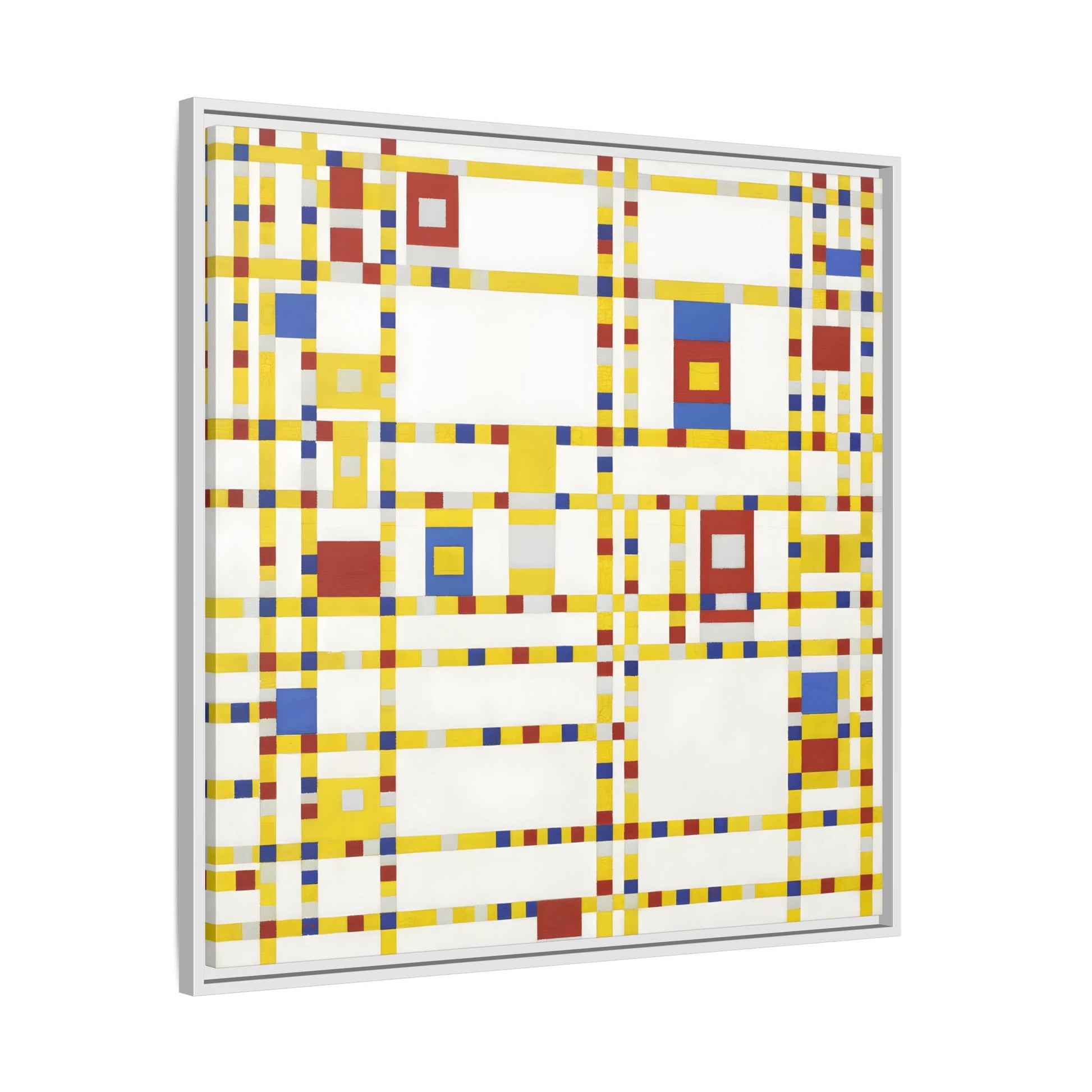 Piet Mondrian Boogie Woogie - Square Geometric Canvas Wall Art Print in Black Frame - YesArtYes