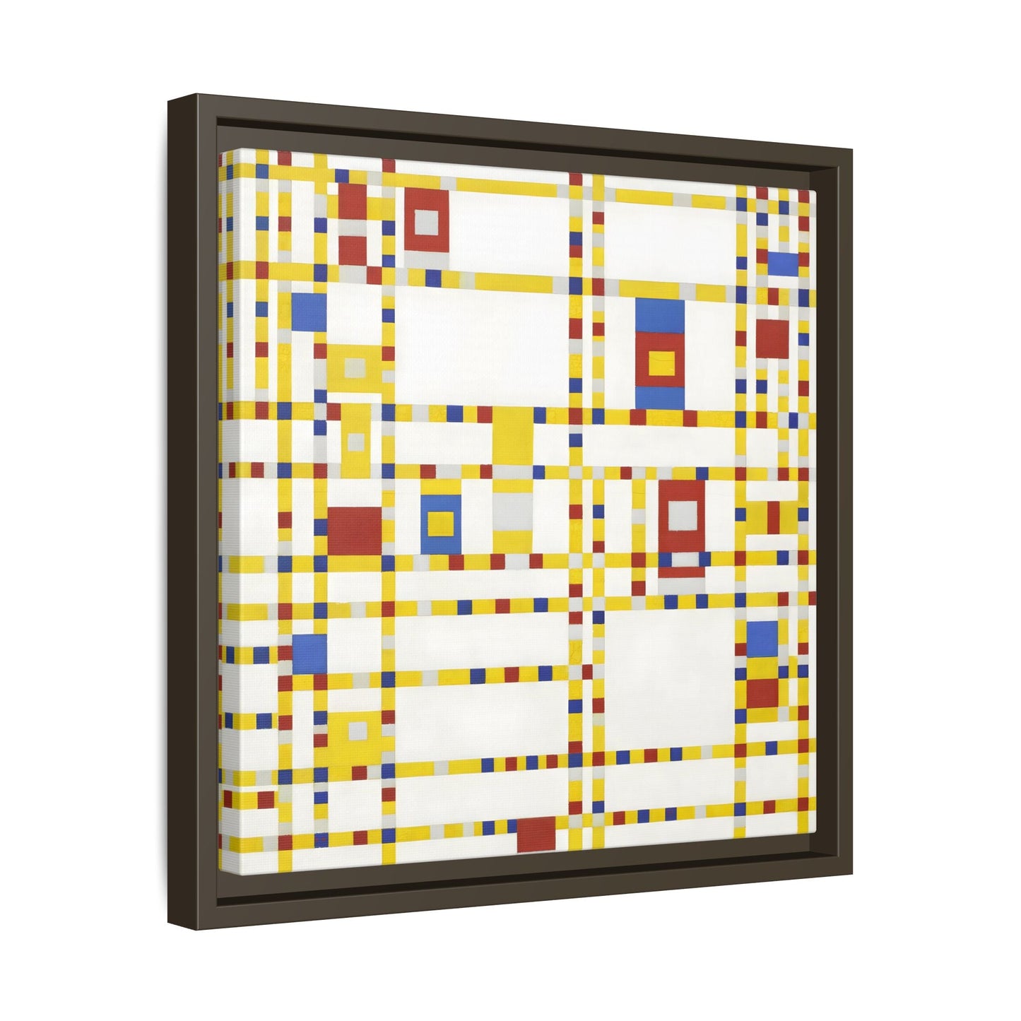 Piet Mondrian Boogie Woogie - Square Geometric Canvas Wall Art Print in Black Frame - YesArtYes