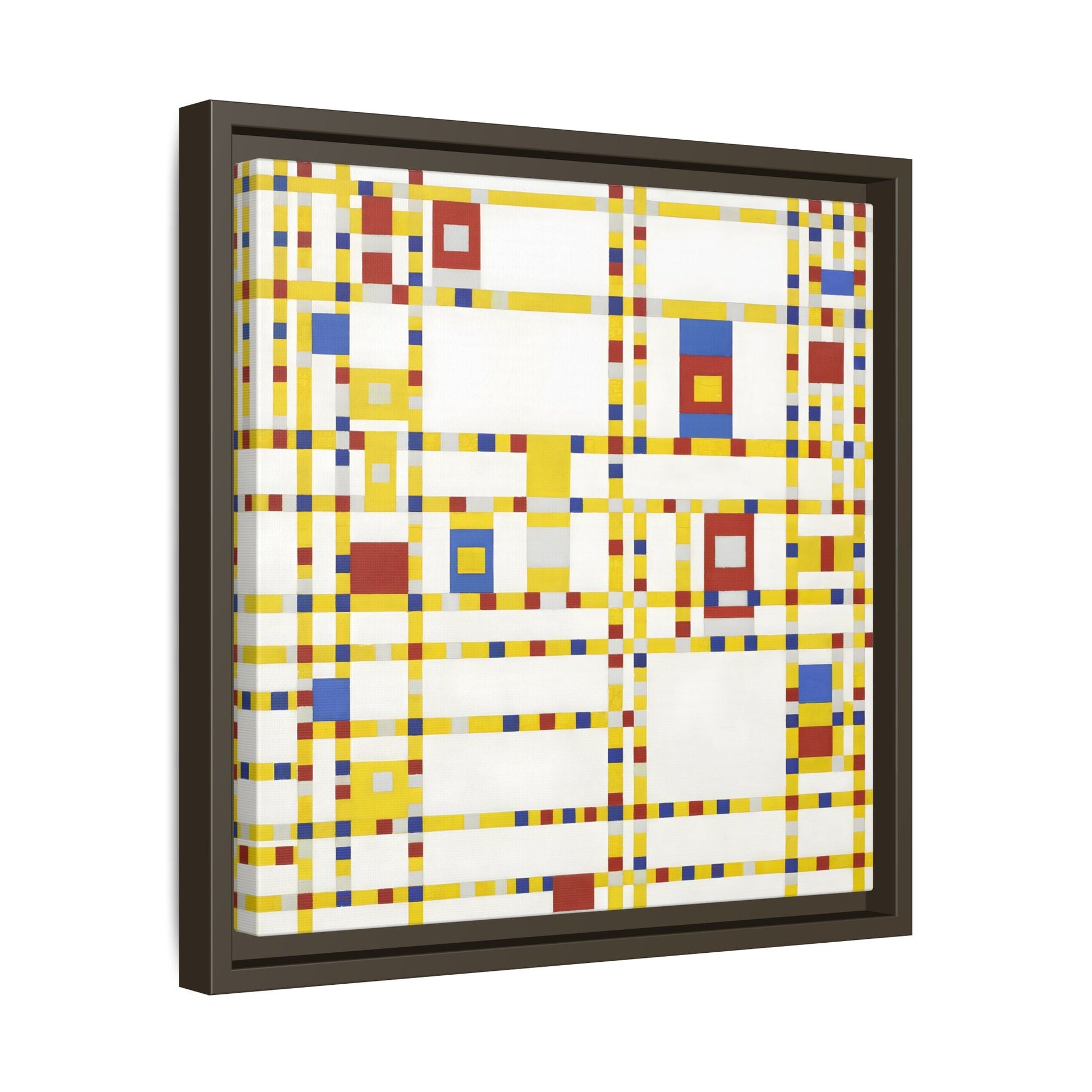 Piet Mondrian Boogie Woogie - Square Geometric Canvas Wall Art Print in Black Frame - YesArtYes