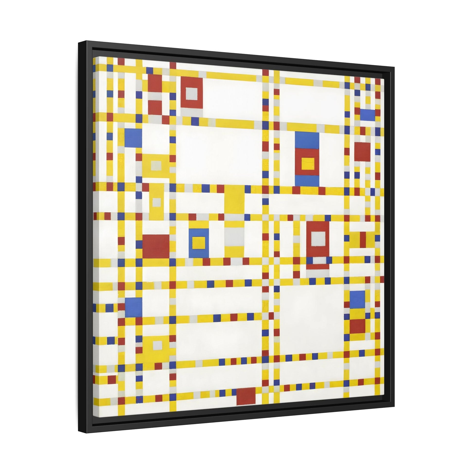 Piet Mondrian Boogie Woogie - Square Geometric Canvas Wall Art Print in Black Frame - YesArtYes