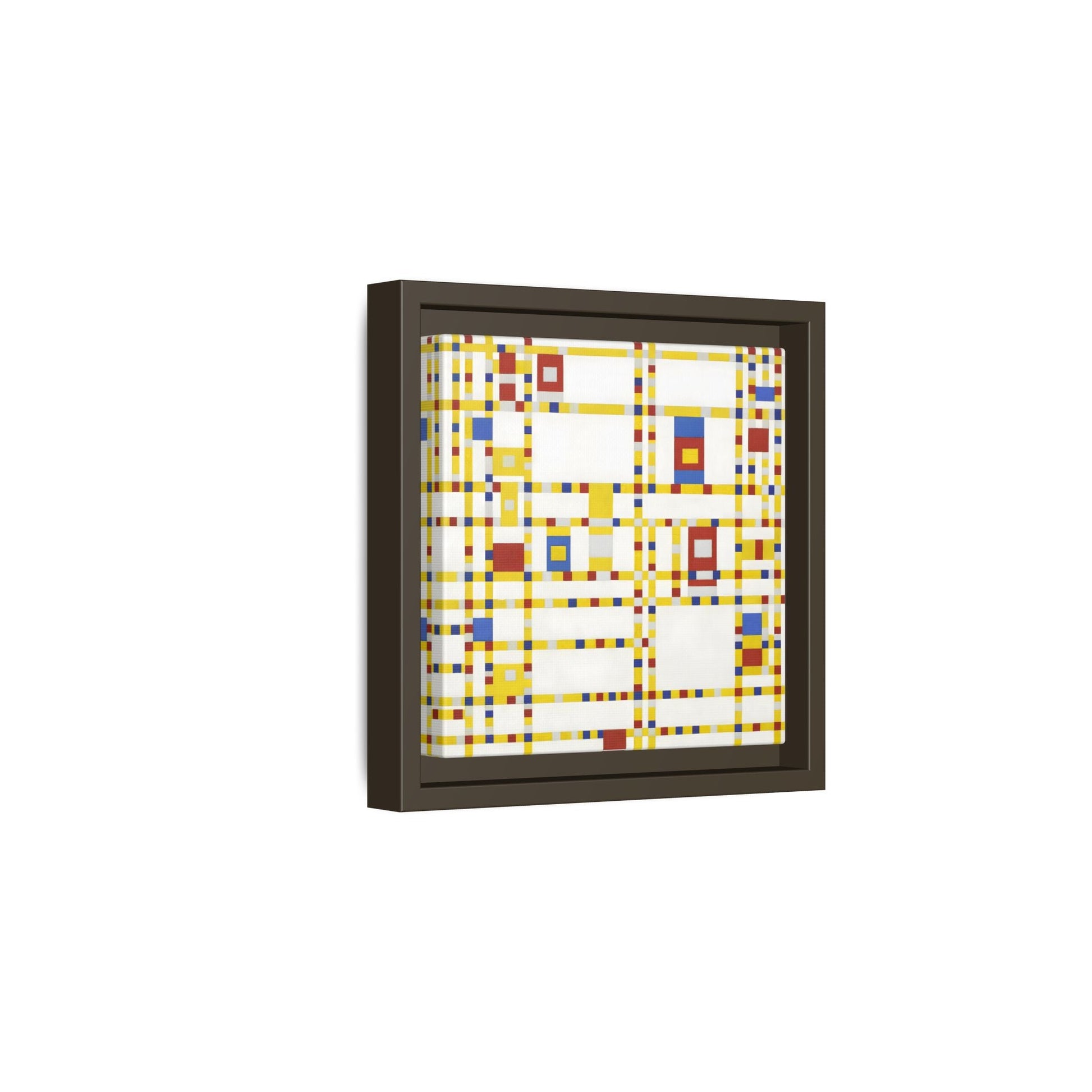 Piet Mondrian Boogie Woogie - Square Geometric Canvas Wall Art Print in Black Frame - YesArtYes