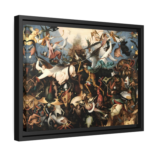 Pieter Bruegel the Elder Fall of the Rebel Angels - Framed Canvas Wall Art Print in Black Pinewood Frame