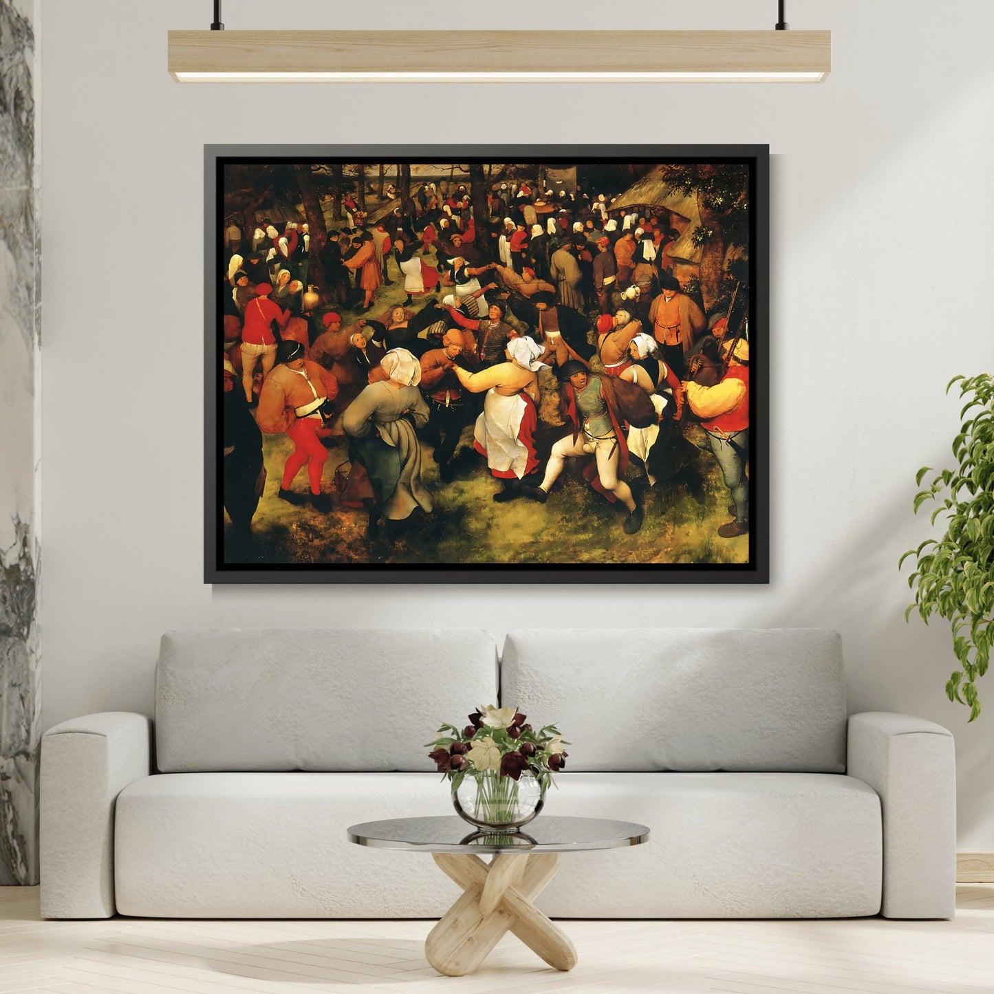 Pieter Bruegel The Elder The Wedding Dance - Framed Canvas Wall Art Print in Black Frame