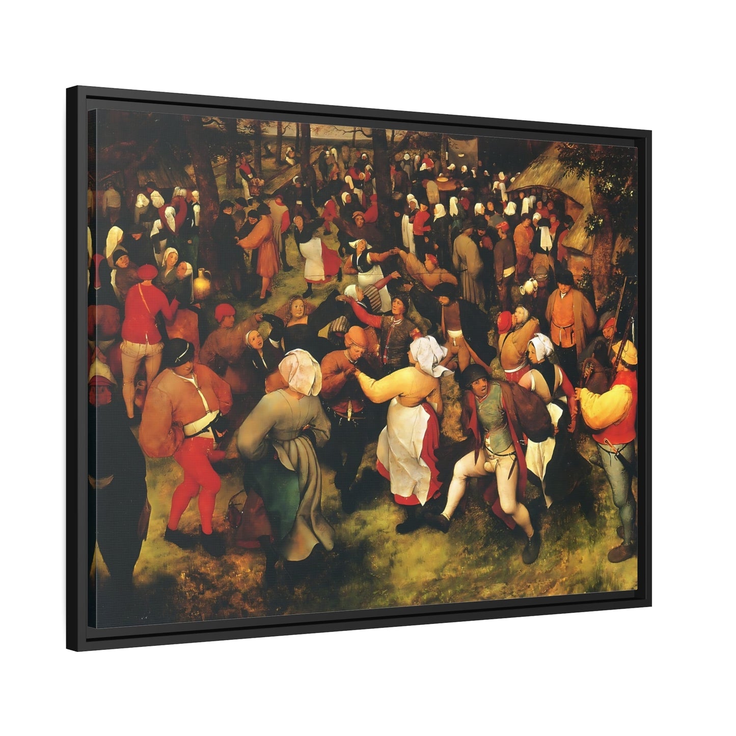 Pieter Bruegel The Elder The Wedding Dance - Framed Canvas Wall Art Print in Black Frame