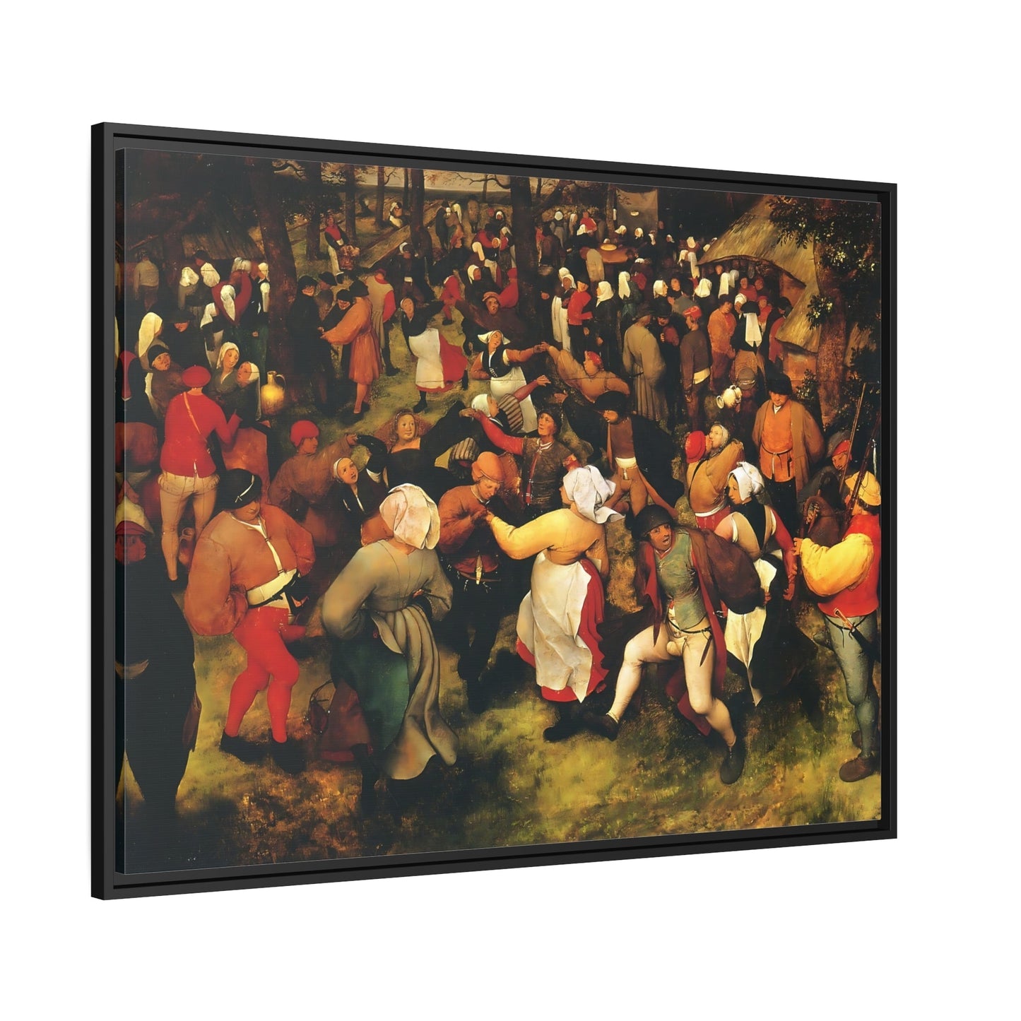 Pieter Bruegel The Elder The Wedding Dance - Framed Canvas Wall Art Print in Black Frame