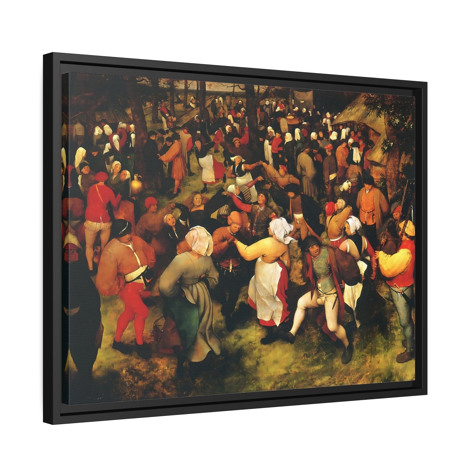 Pieter Bruegel The Elder The Wedding Dance - Framed Canvas Wall Art Print in Black Frame