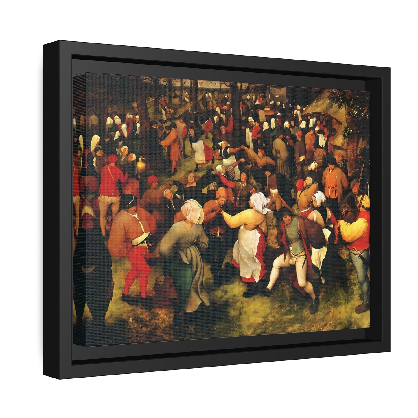 Pieter Bruegel The Elder The Wedding Dance - Framed Canvas Wall Art Print in Black Frame