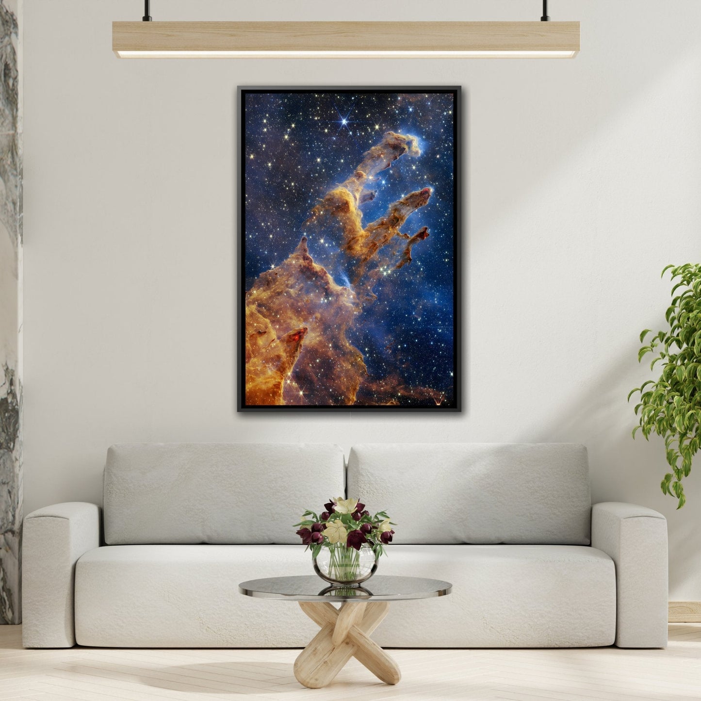 Pillars of Creation NASA James Webb Space Telescope First Images Deep Field - Framed Canvas Wall Art Print in Black Frame