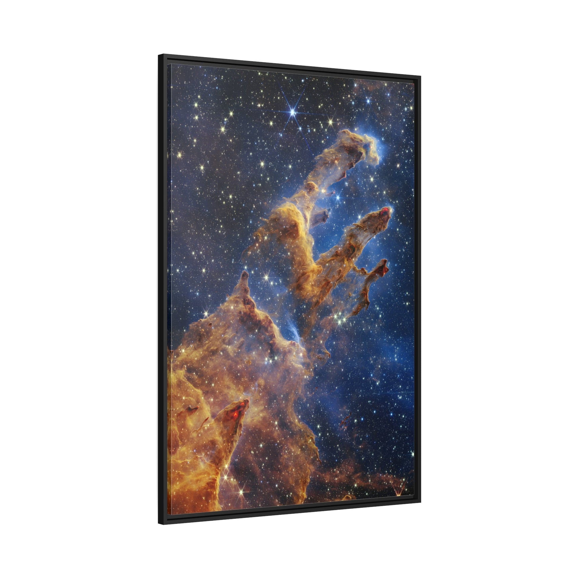 Pillars of Creation NASA James Webb Space Telescope First Images Deep Field - Framed Canvas Wall Art Print in Black Frame