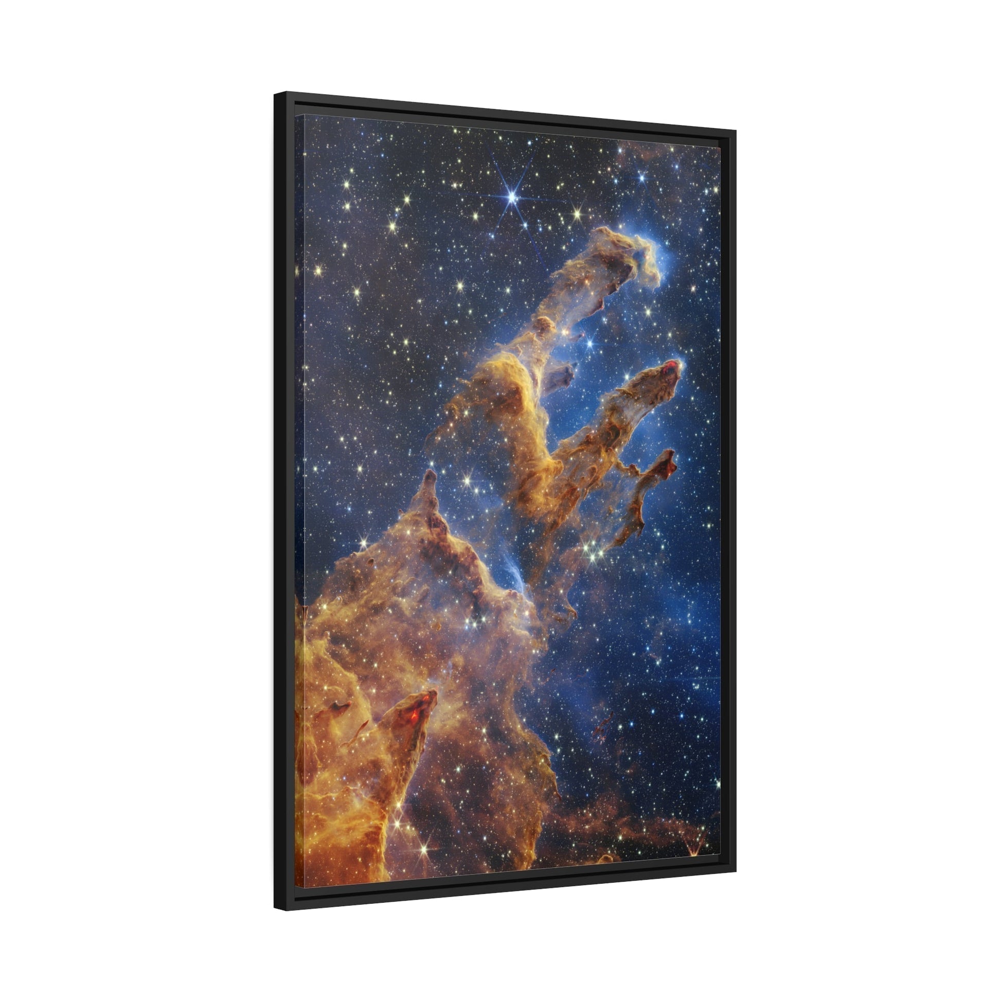 Pillars of Creation NASA James Webb Space Telescope First Images Deep Field - Framed Canvas Wall Art Print in Black Frame