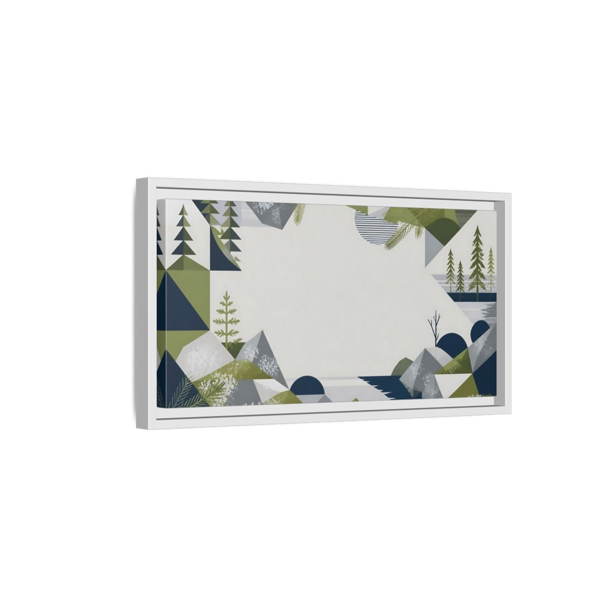 Side Mockup 6. Pine Trees Mountain View shown as framed canvas print