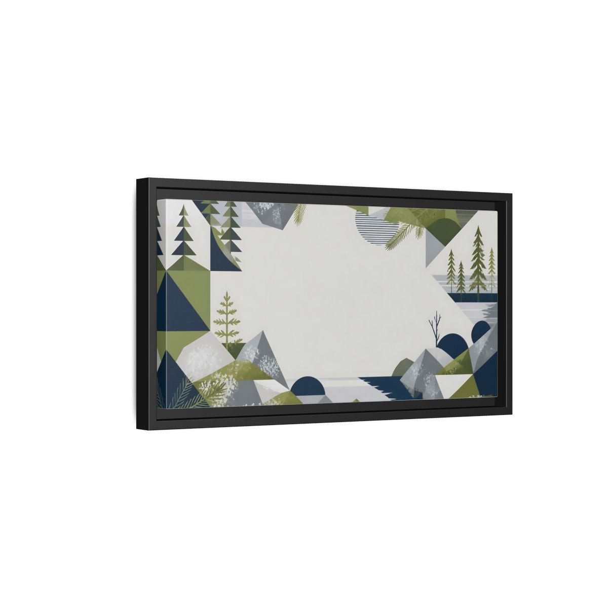 Side Mockup 8. Pine Trees Mountain View shown as framed canvas print