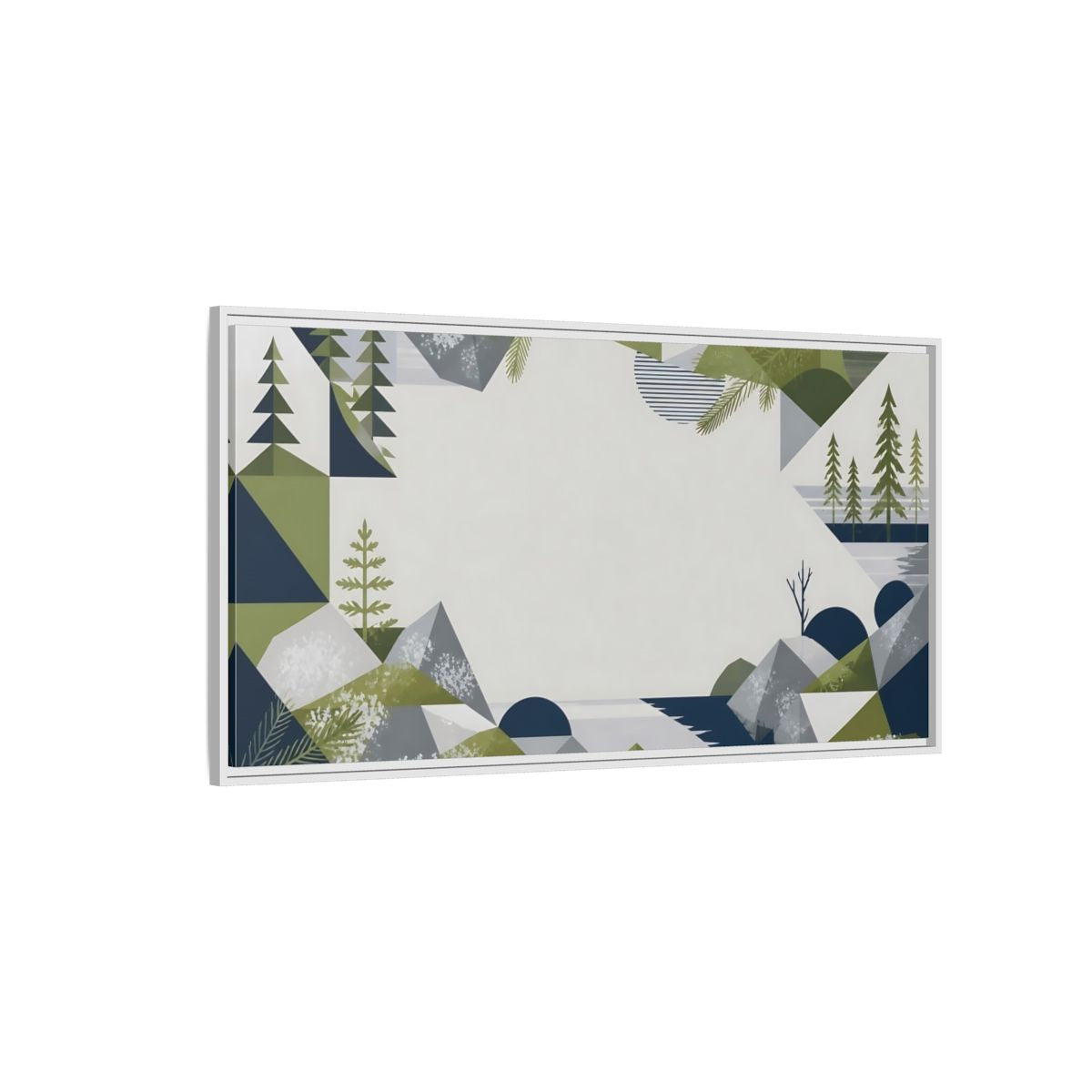 Side Mockup 3. Pine Trees Mountain View shown as framed canvas print