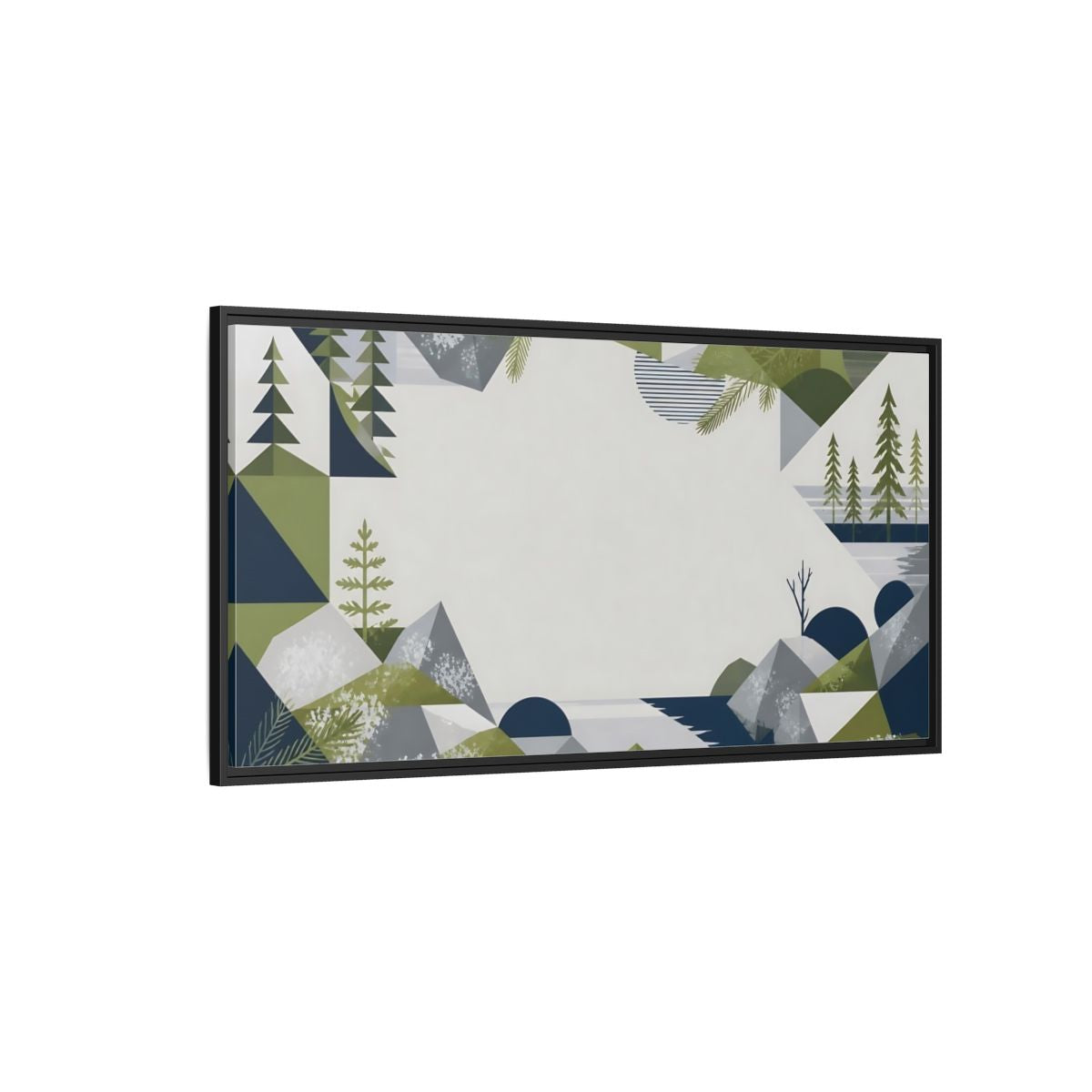 Side Mockup 5. Pine Trees Mountain View shown as framed canvas print