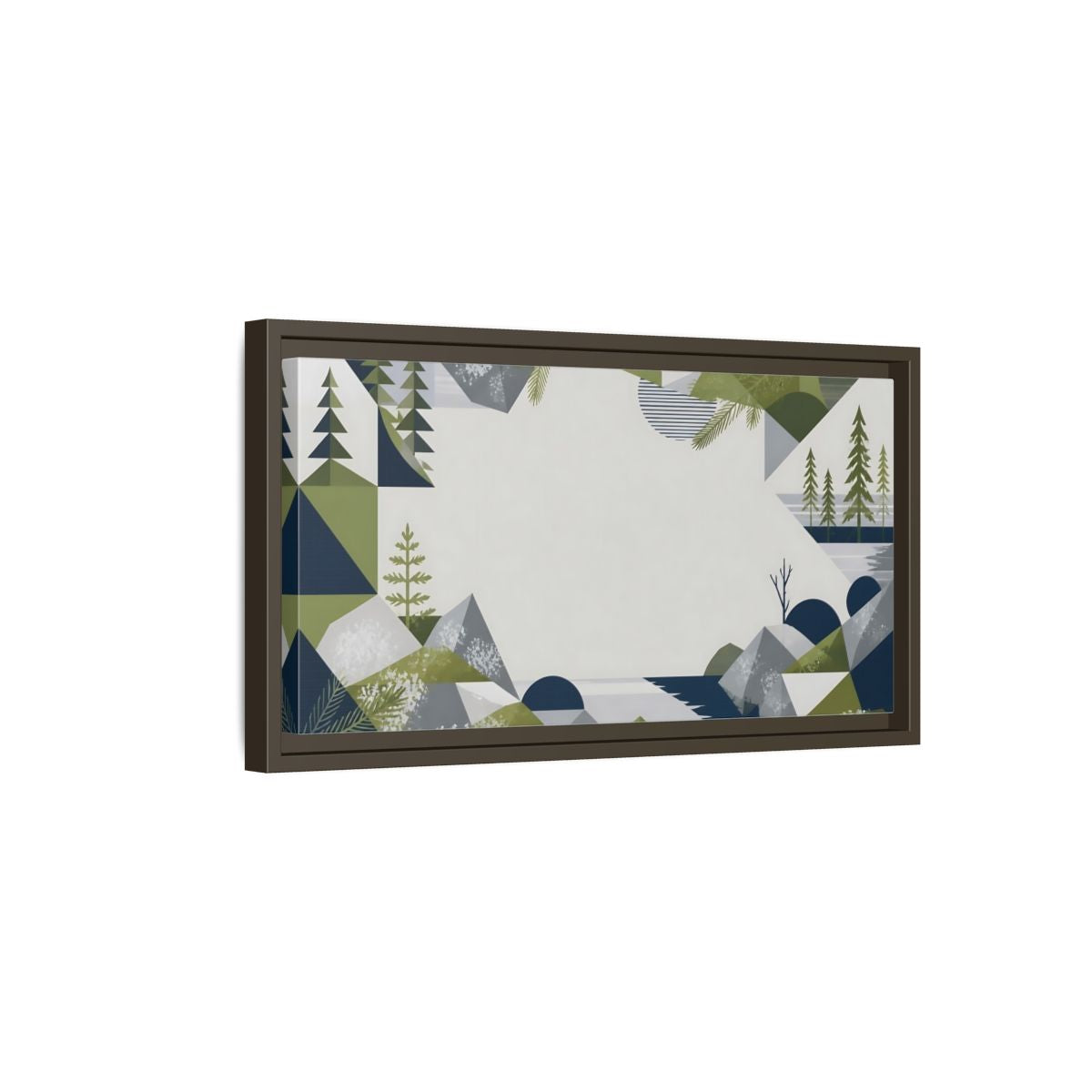 Side Mockup 7. Pine Trees Mountain View shown as framed canvas print