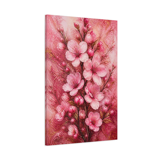 Main Mockup. Pink Almond Blossom Branch shown as canvas print