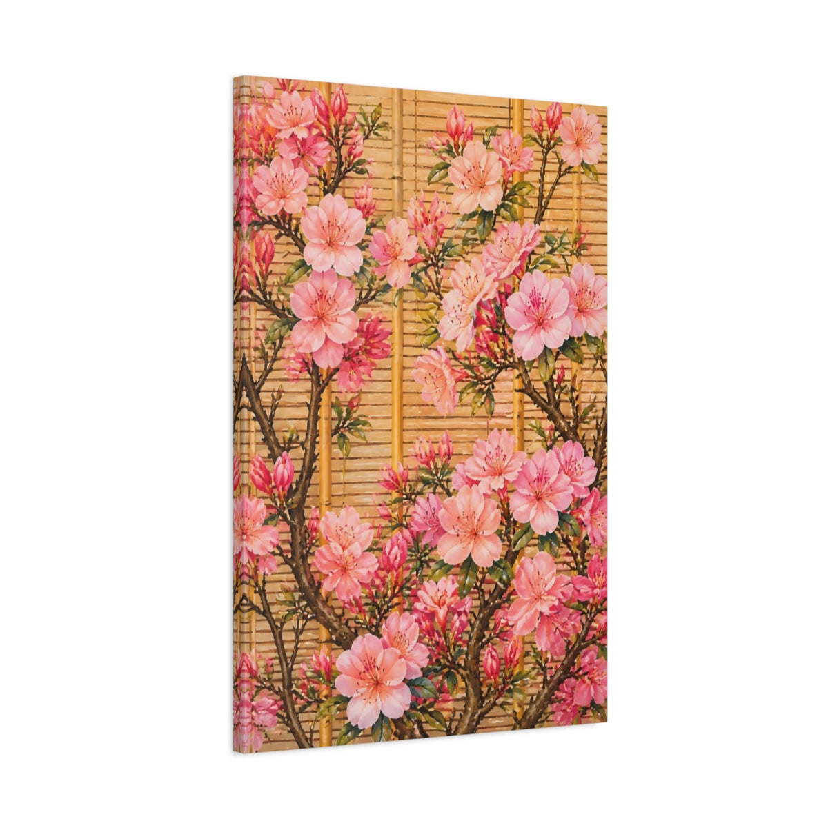 Main Mockup. Pink Azalea Flowers shown as canvas print