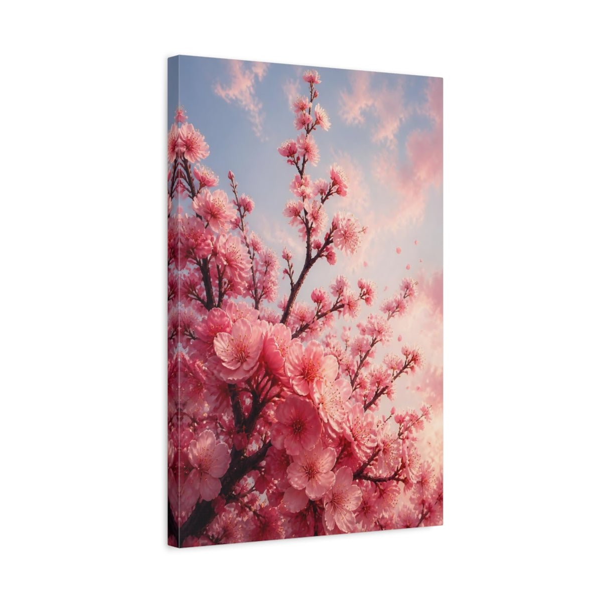 Side Mockup 3. Pink Cherry Blossom Flowers shown as canvas print