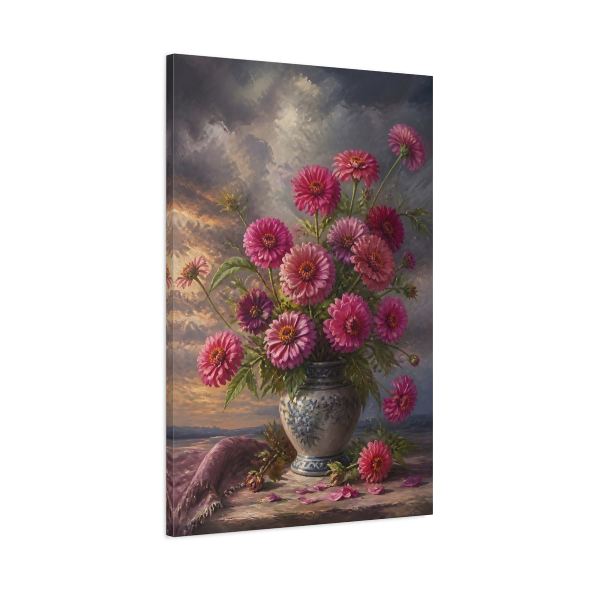Main Mockup. Pink Flower Vase shown as canvas print