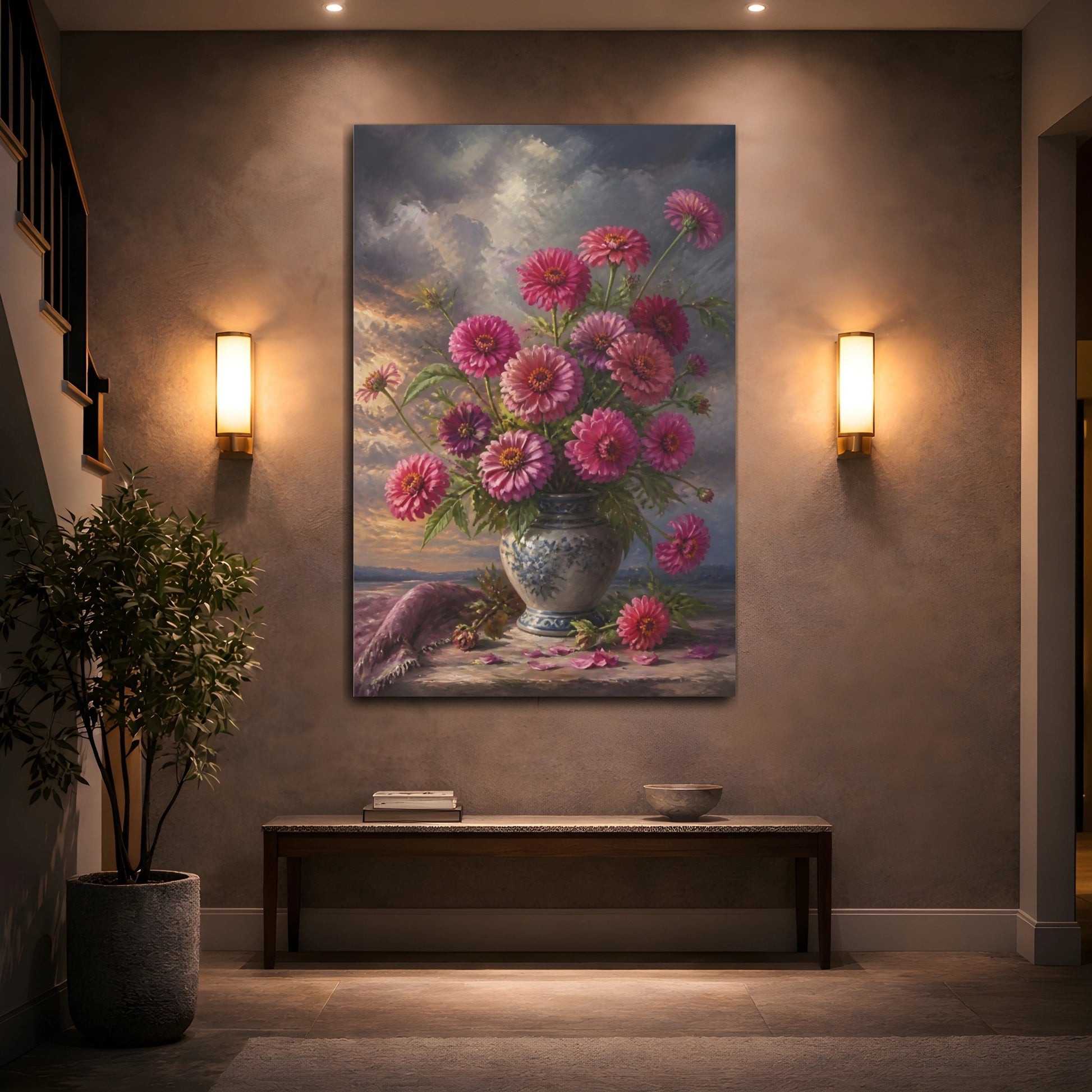 Mockup 2. Pink Flower Vase shown as canvas print