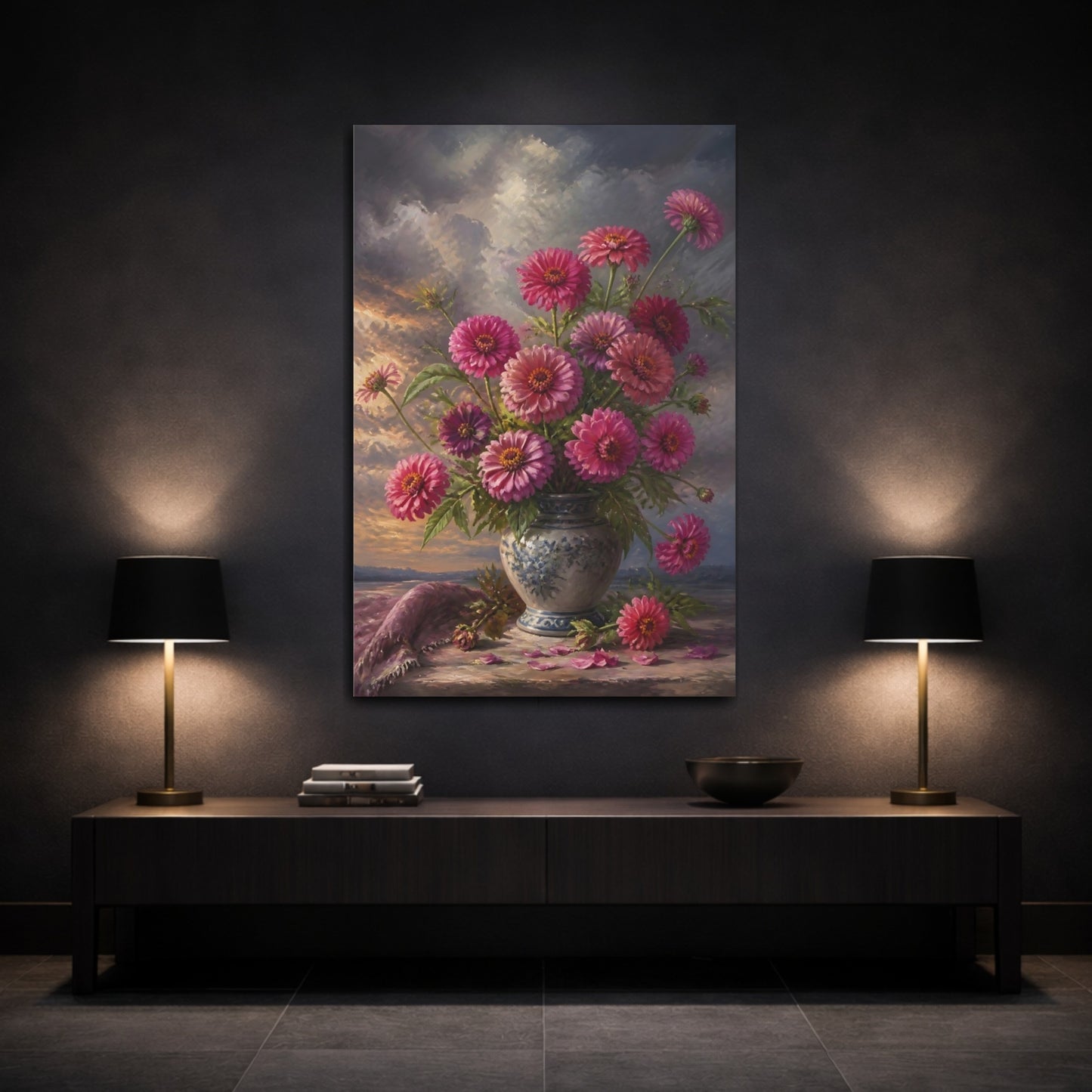 Mockup 3. Pink Flower Vase shown as canvas print