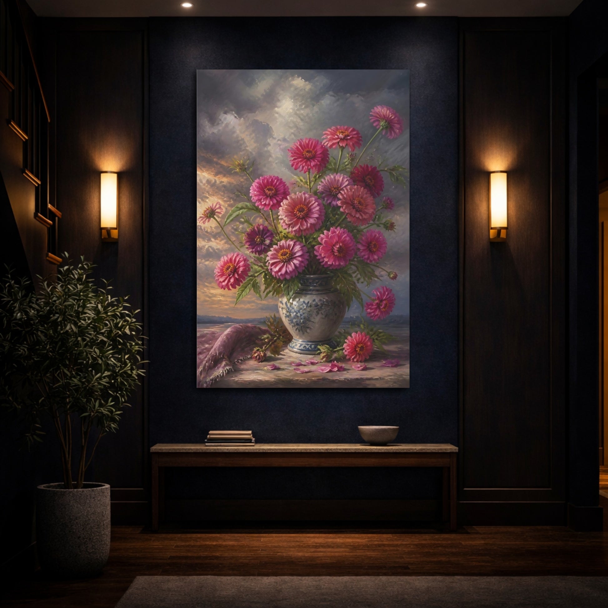 Mockup 4. Pink Flower Vase shown as canvas print