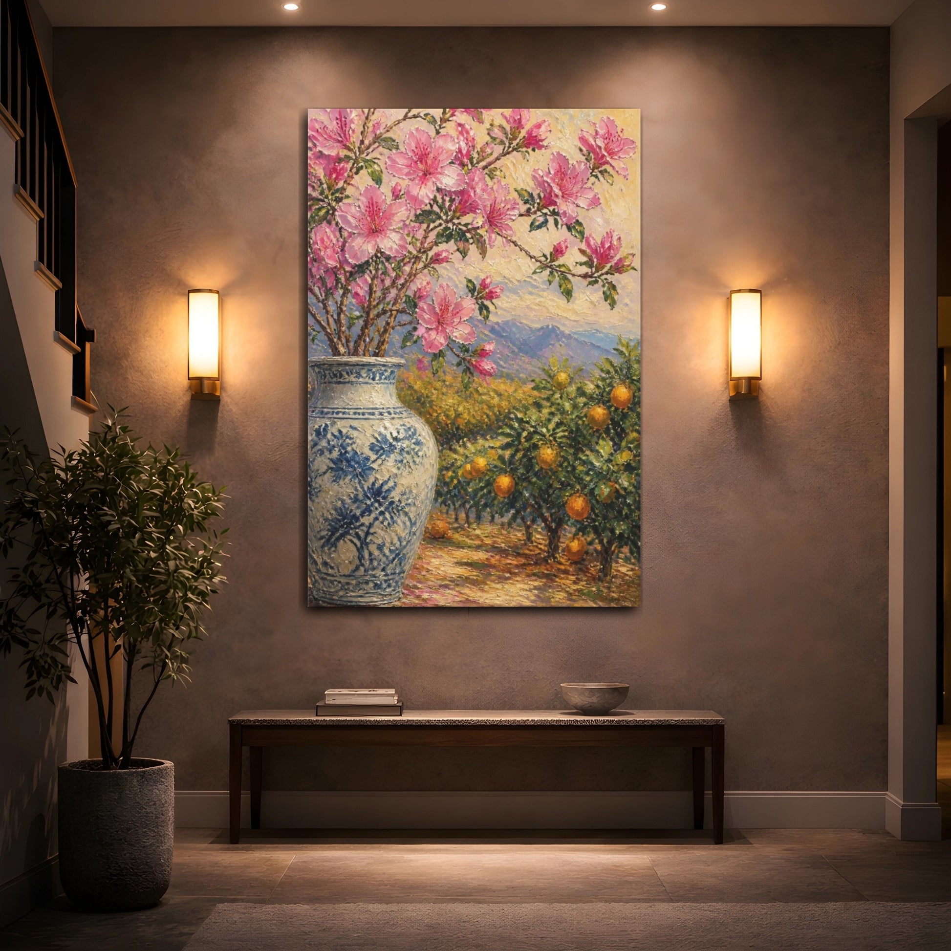 Mockup 2. Pink Flowers In Vase shown as canvas print
