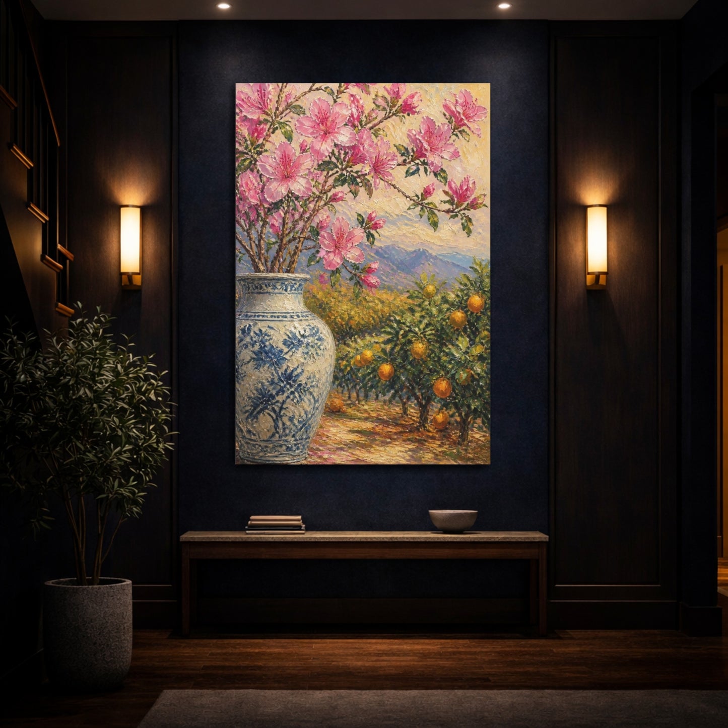 Mockup 4. Pink Flowers In Vase shown as canvas print