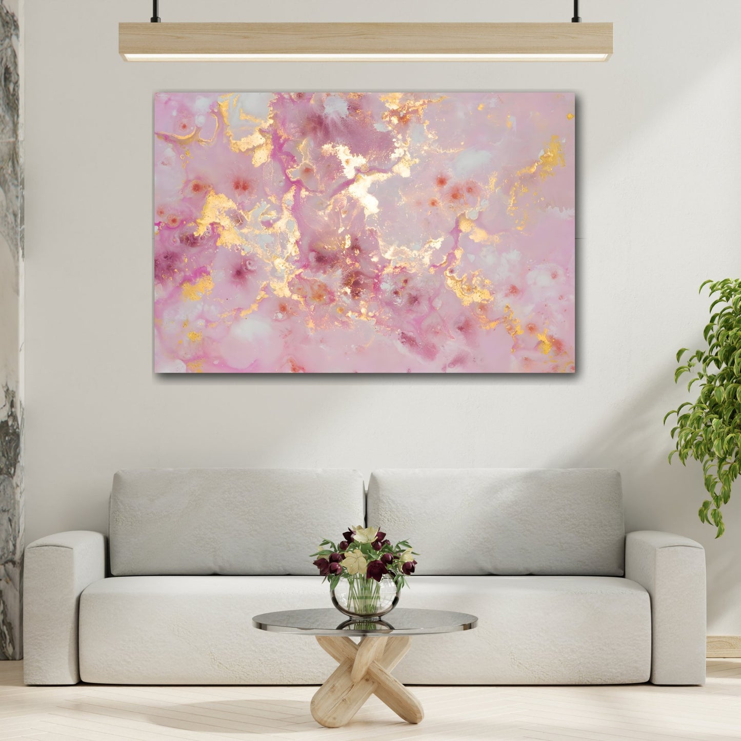 Pink Gold Marble Canvas Prints - Modern Abstract Wall Art