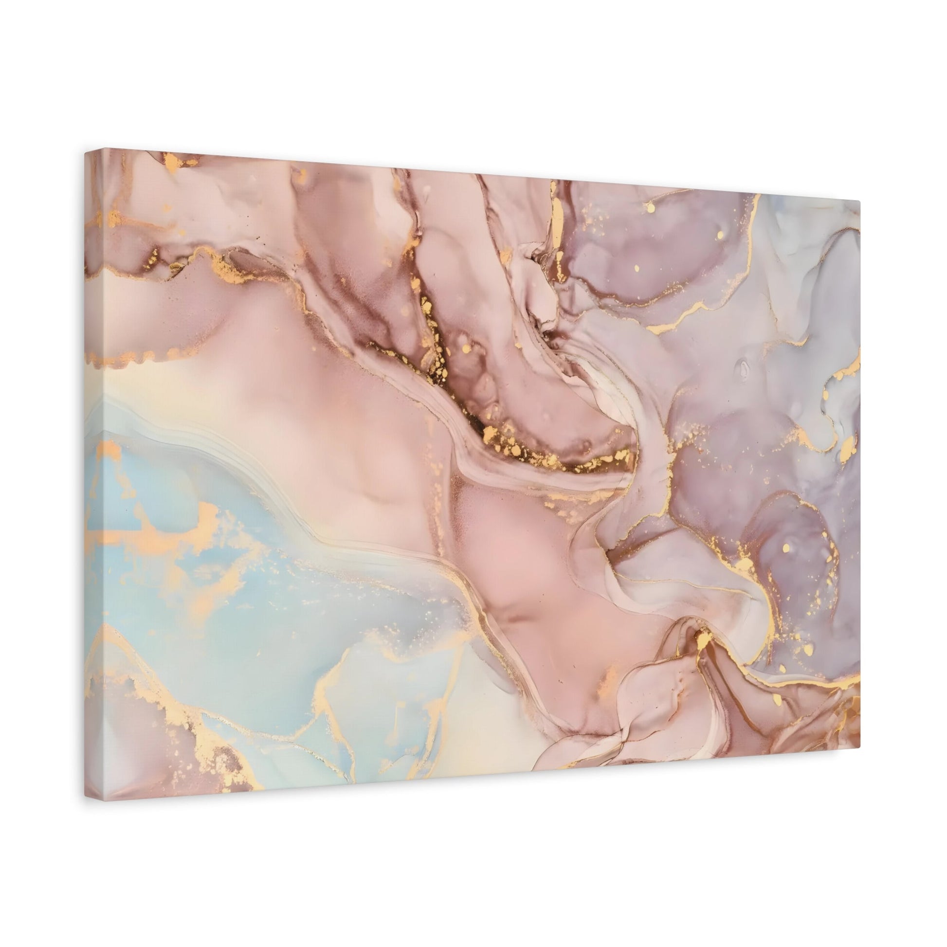 Pink Gold Marble Canvas Wall Art Print - Modern Fashion Abstract Painting