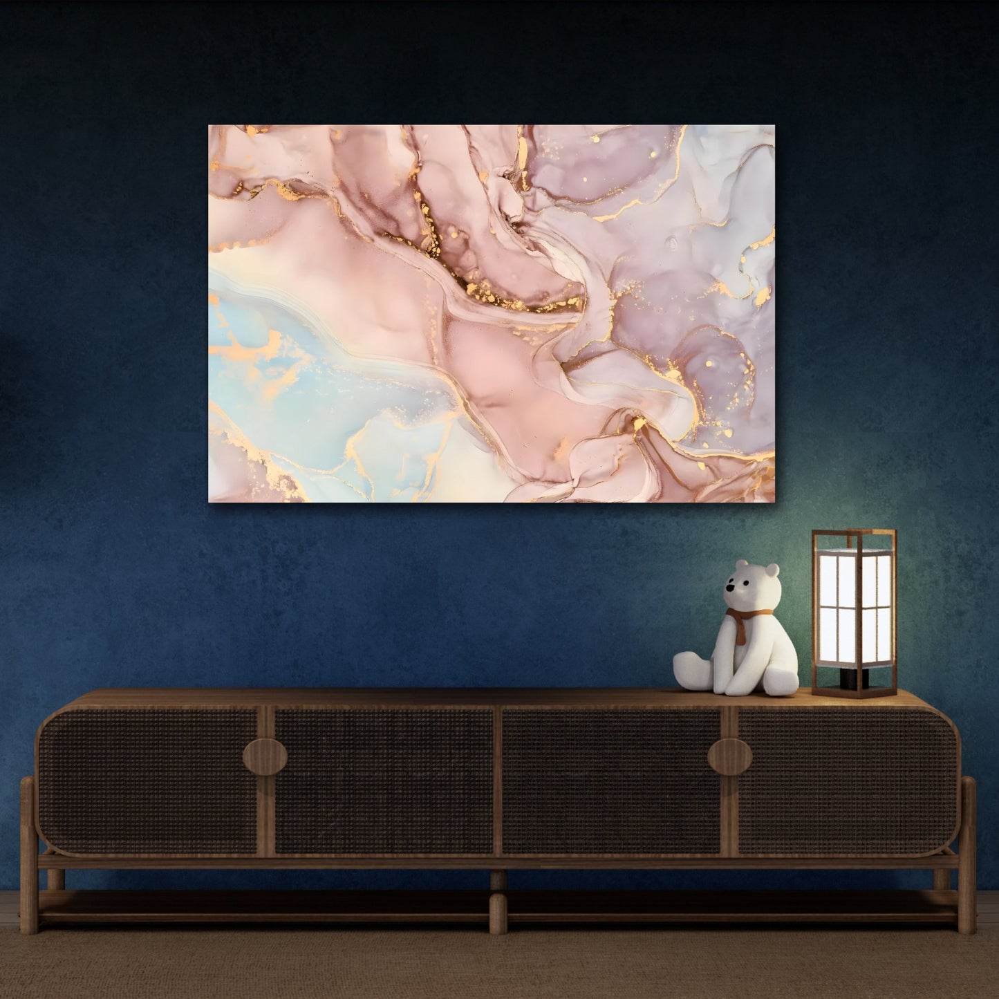 Pink Gold Marble Canvas Wall Art Print - Modern Fashion Abstract Painting