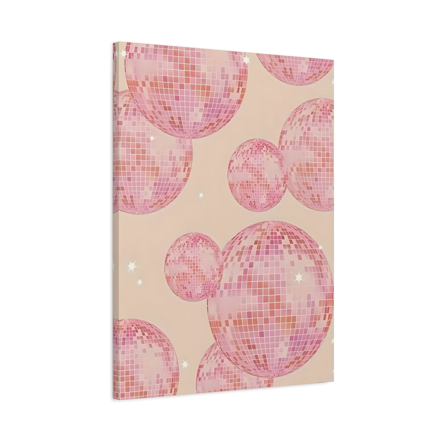 Pink Orange Disco Ball Canvas Wall Art, Trendy Maximalist Girly Bachelorette Dorm - YesArtYes