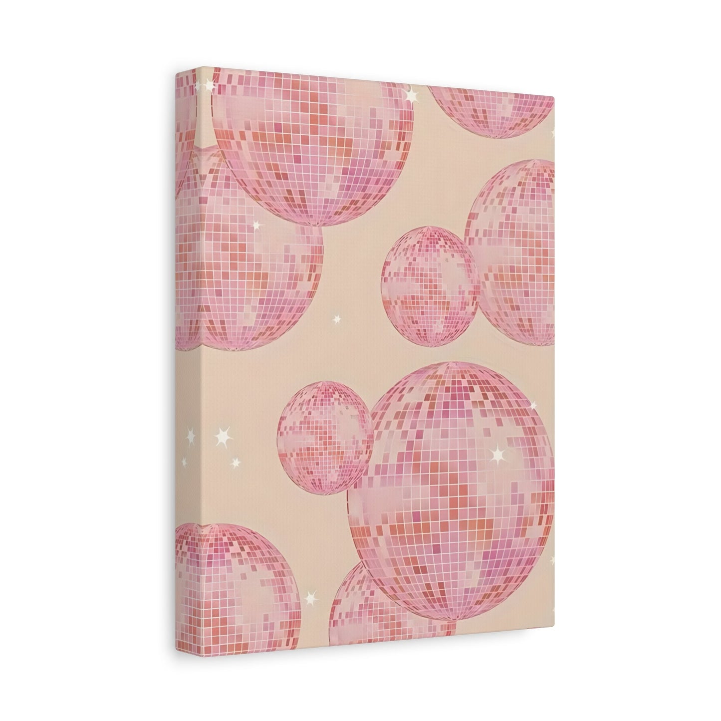 Pink Orange Disco Ball Canvas Wall Art, Trendy Maximalist Girly Bachelorette Dorm - YesArtYes