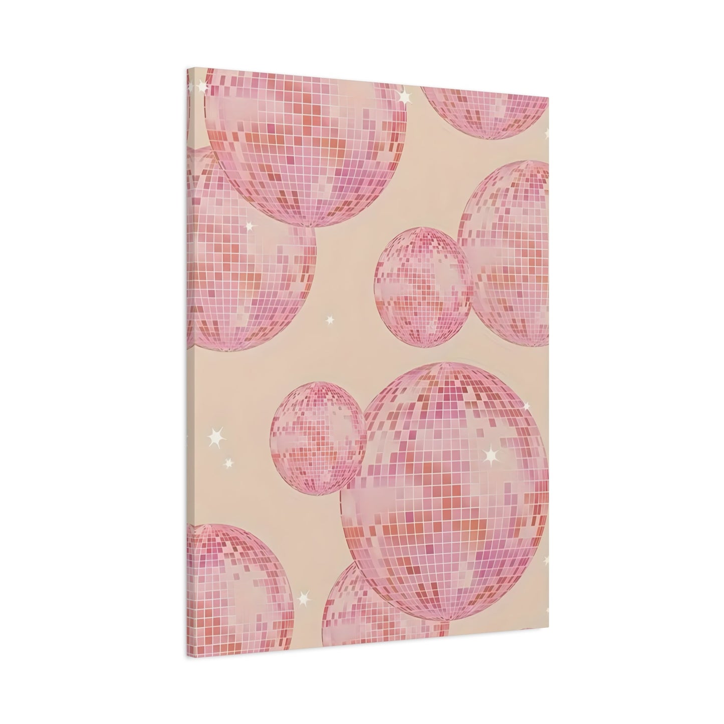 Pink Orange Disco Ball Canvas Wall Art, Trendy Maximalist Girly Bachelorette Dorm - YesArtYes