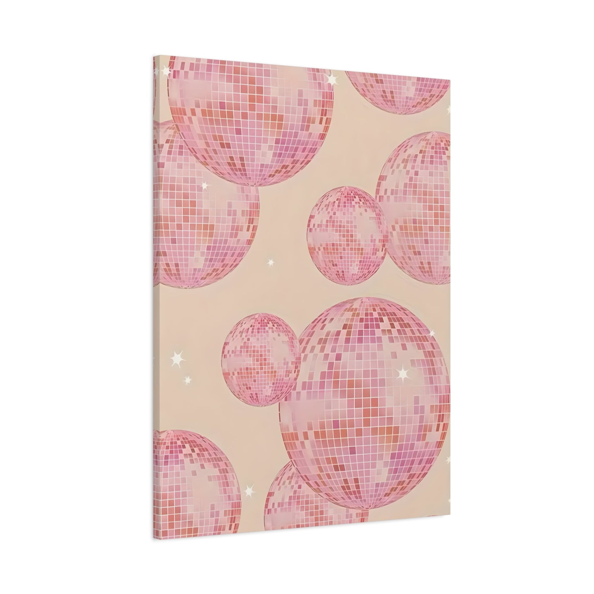 Pink Orange Disco Ball Canvas Wall Art, Trendy Maximalist Girly Bachelorette Dorm - YesArtYes