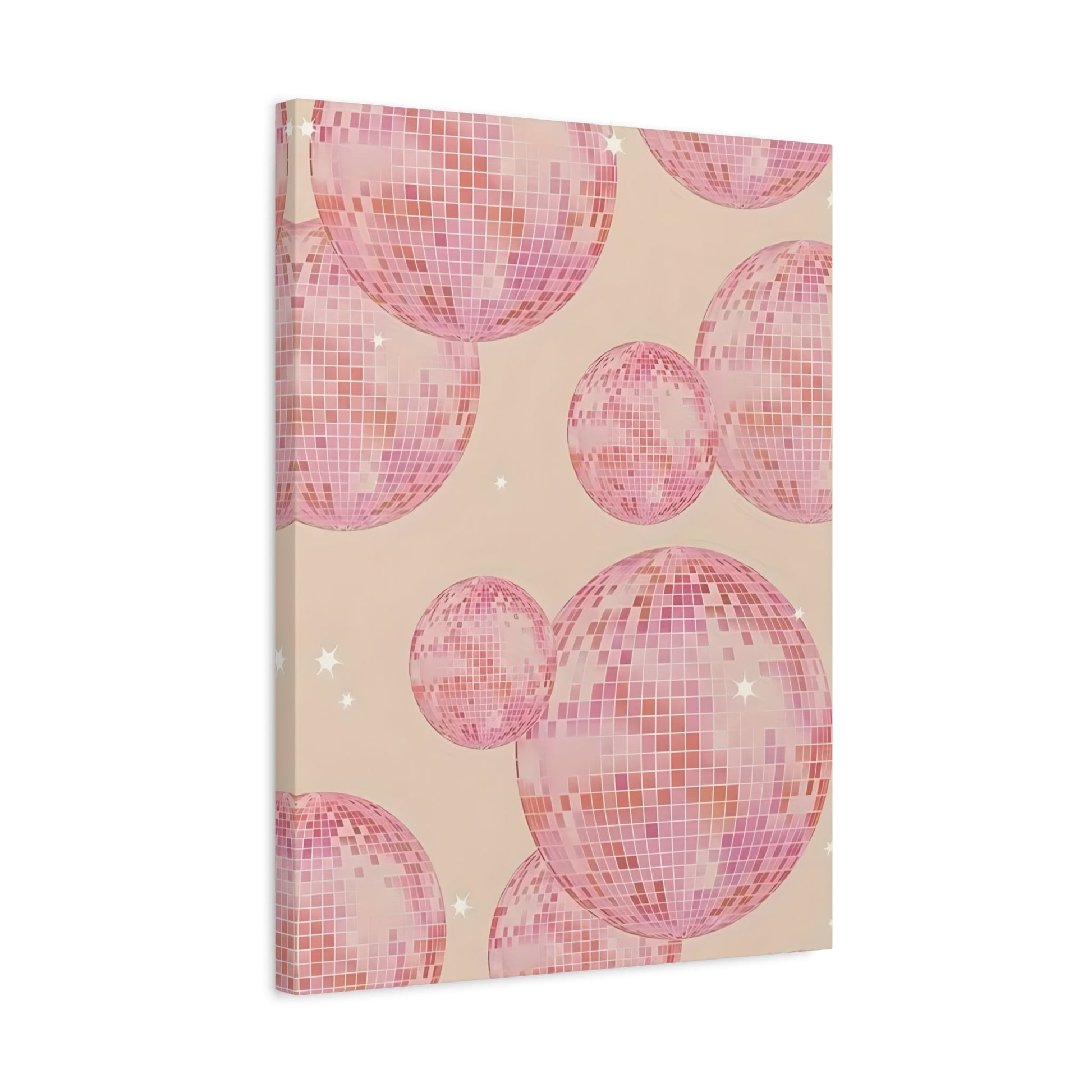 Pink Orange Disco Ball Canvas Wall Art, Trendy Maximalist Girly Bachelorette Dorm - YesArtYes