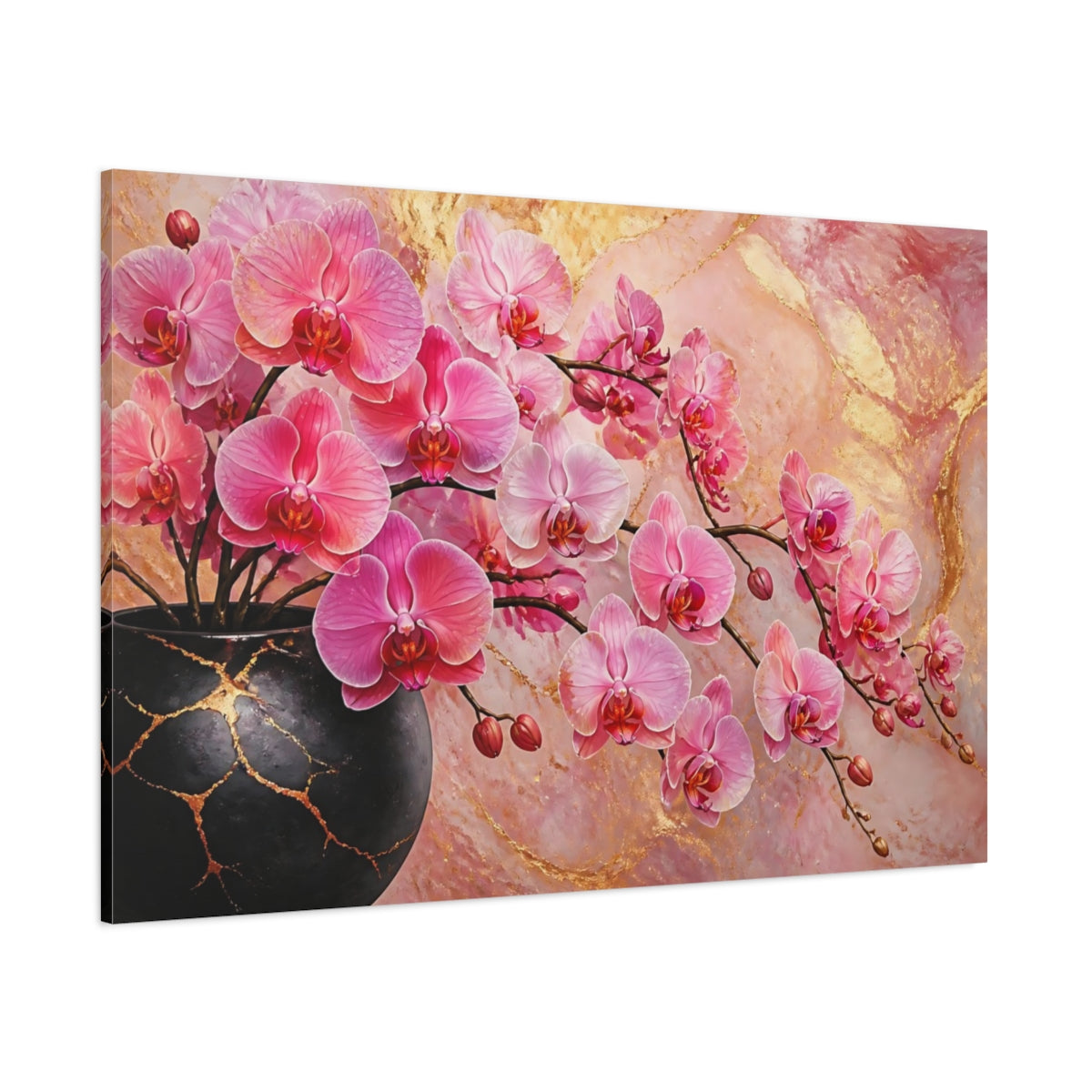 Side Mockup 1. Pink Orchid Elegance shown as canvas print