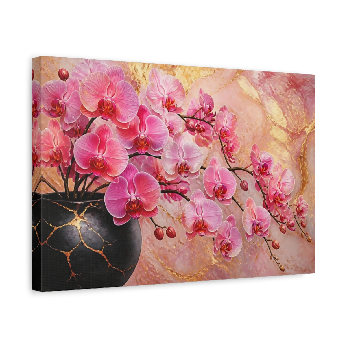 Side Mockup 4. Pink Orchid Elegance shown as canvas print