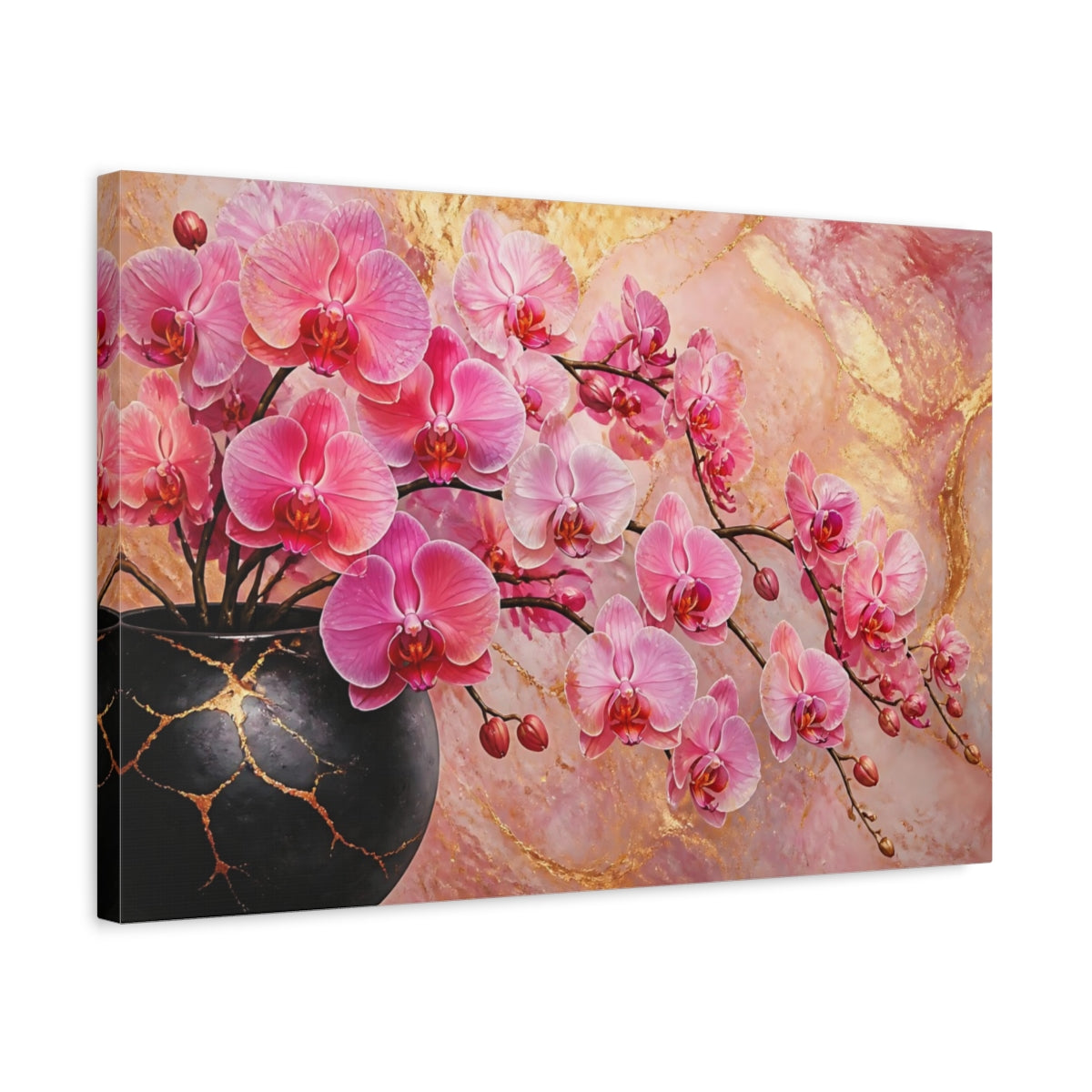 Side Mockup 3. Pink Orchid Elegance shown as canvas print