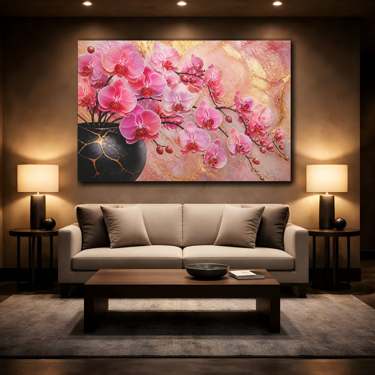 Mockup 2. Pink Orchid Elegance shown as canvas print
