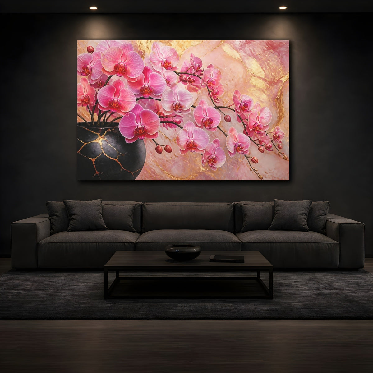 Mockup 3. Pink Orchid Elegance shown as canvas print