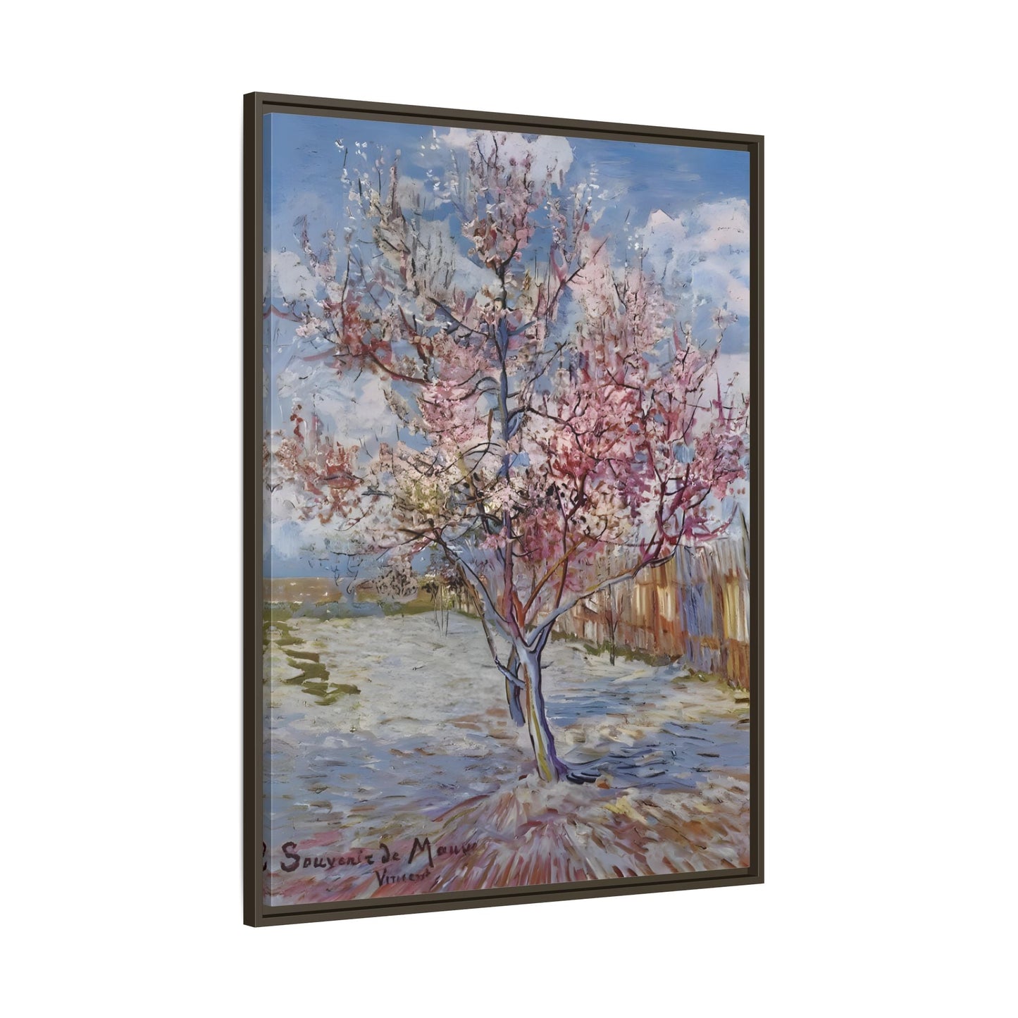 Pink Peach Tree Framed Van Gogh Canvas Print - Famous Artist Wall Art - YesArtYes