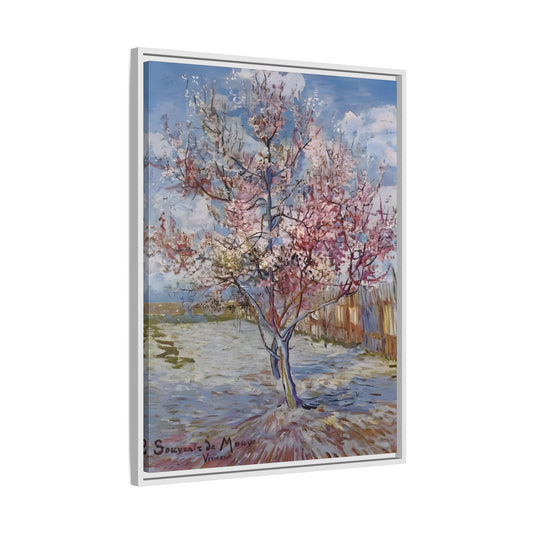 Pink Peach Tree Framed Van Gogh Canvas Print - Famous Artist Wall Art - YesArtYes