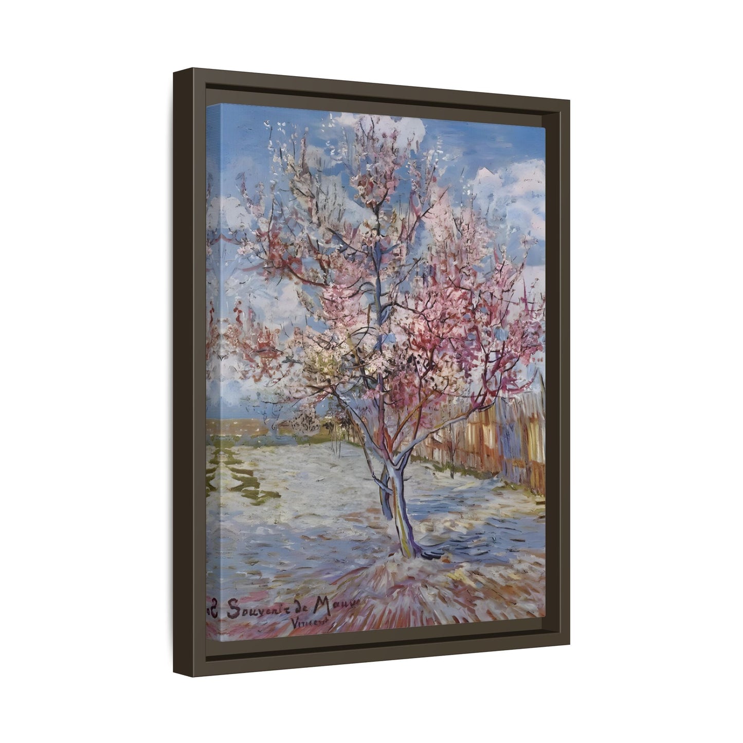 Pink Peach Tree Framed Van Gogh Canvas Print - Famous Artist Wall Art - YesArtYes