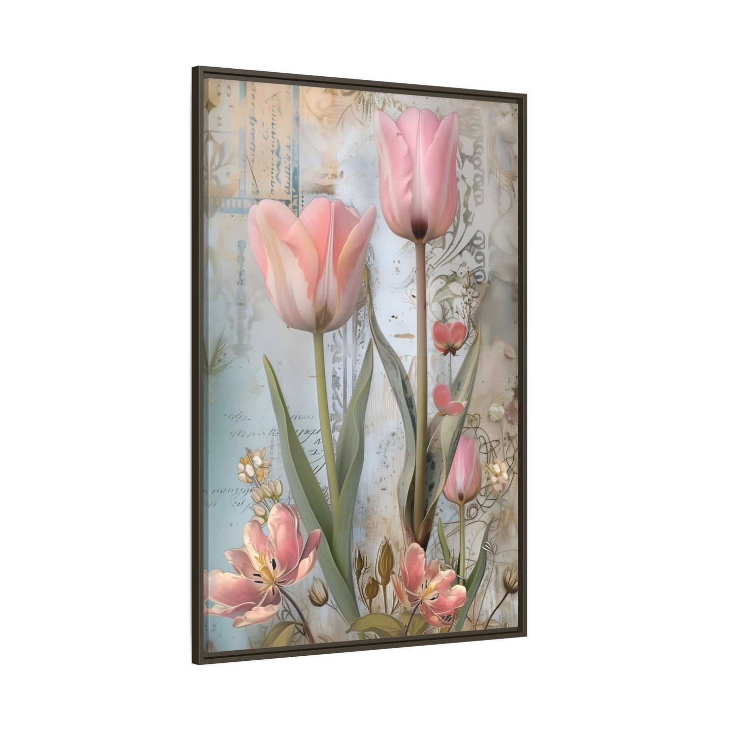 Pink Tulips Framed Canvas Floral Wall Art Prints - YesArtYes