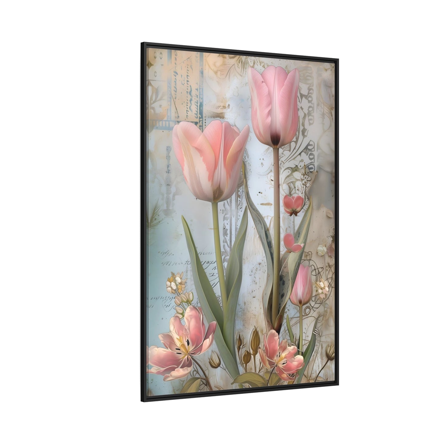 Pink Tulips Framed Canvas Floral Wall Art Prints - YesArtYes